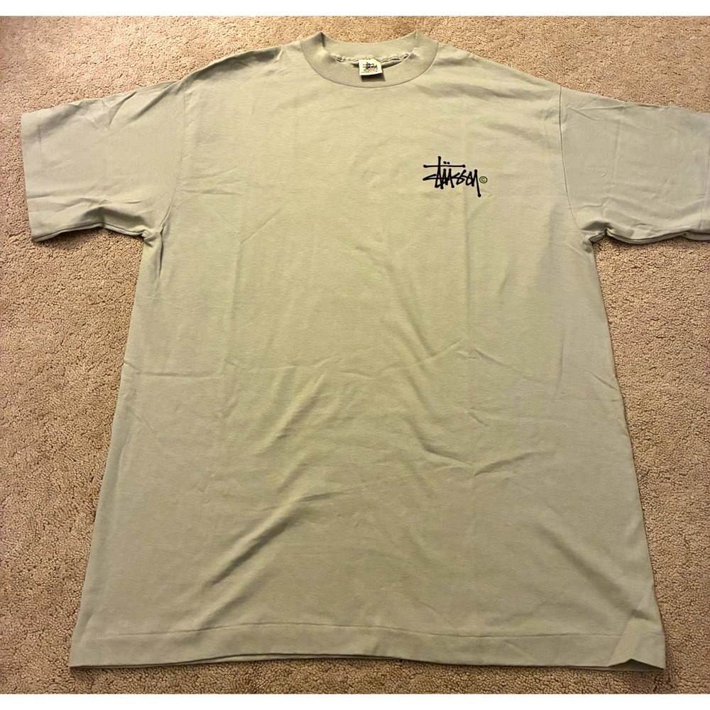Stussy Mens Vintage Gray Double-Sided Logo Graphic Crew Neck T-Shirt XL